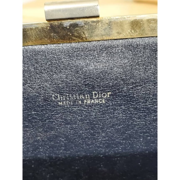 Authentic CHRISTIAN DIOR Vintage Blue Logo Tapestry Canvas Clutch Purse - Picture 9 of 10